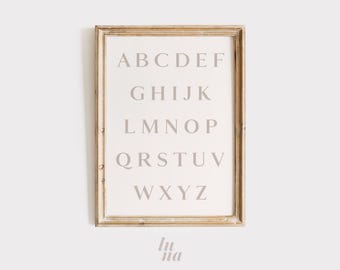Alphabet Print | Classic ABC Cream Wall Art | Timeless Nursery + Kids Room Decor | Playroom Wall Art | Digital Print