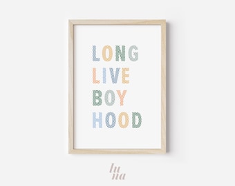 Long Live Boyhood Checkered Printable | Modern Kids Decor | Playroom & Nursery Wall Art | Digital Download