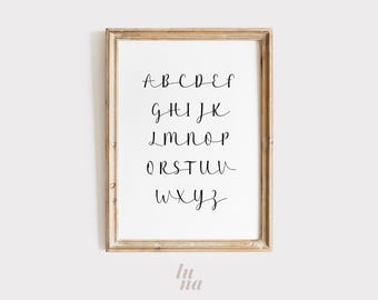 Script Alphabet Print | ABC Wall Art for Nursery & Kids Rooms | Modern Kids Room Decor | Digital Download