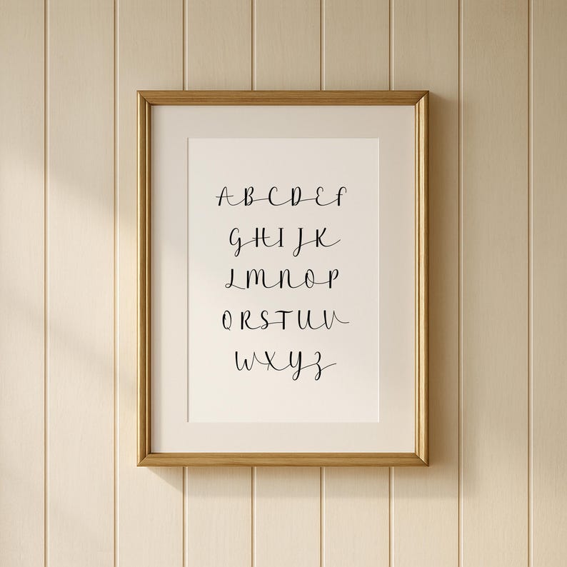 Script Alphabet Print | ABC Wall Art for Nursery & Kids Rooms | Modern ...