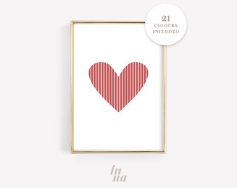 Stripe Heart Printable | Modern Kids Decor | Playroom & Nursery Wall Art | Digital Download
