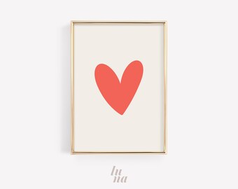Red Heart Print | Playful Kids Room Wall Art | Colourful Nursery Decor | Playroom Poster | Digital Download