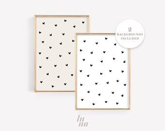 Black Tiny Hearts Print | Nursery Wall Art Printable | Neutral Kids Room Decor | Minimalist Playroom Wall Art | Digital Download