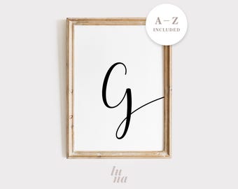 Script Initial Print | Personalized Wall Art | Full Alphabet Included | Modern Kids Room Decor | Digital Download
