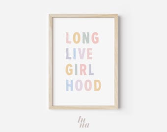 Long Live Girlhood Checkered Printable | Modern Kids Decor | Playroom & Nursery Wall Art | Digital Download
