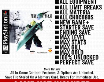 Final Fantasy VII 7 100% Unlocked PlayStation Memory Card All Items PS1