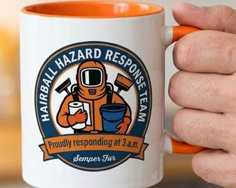 Hairball Hazard Response Team | Funny Cat Humor Cat Dad Cat Mom Gift Coffee Tea Mug
