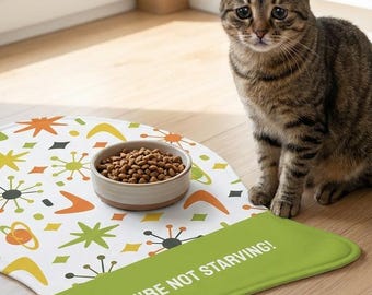 Funny Cat Feeding Mat "You're Not Starving!" Cat Mom Gift Cat Dad Pet Lover