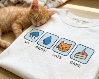 Air Water Cats Cake - t-shirt | Funny Unique Cat-themed Gift for Cat Mom Cat Dad Pet Lover 10 Comfort Colors