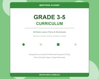 Basisschoolleerplan basisonderwijs | Lesplannen van 36 weken Wiskunde Natuurkunde | Afdrukbare pdf voor groepen 3-5
