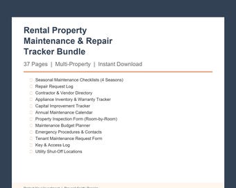 Onderhoudstracker voor huurwoningen | Verhuurder reparatielogboek verkoper contactenlijst | Pdf vastgoedbeheer