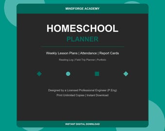 K-2 Homeschool Planner | Weekly Lesson Plan Attendance Log | Kindergarten First Second Grade PDF