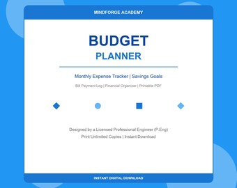 Monthly Budget Planner Printable | Expense Tracker Savings Goal Worksheet | Money Management PDF