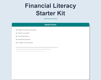 Financial Literacy Workbook Printable | Budget Planner Savings Tracker Debt Payoff | Personal Finance Guide PDF