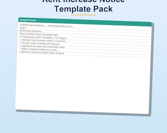 Sjabloon voor kennisgeving huurverhoging | 4 sjablonen voor verhuurdersbrief Leaseverlenging van maand tot maand | Afdrukbare pdf