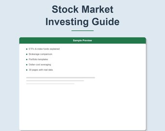 Stock Market Investing Guide for Beginners | ETF Index Fund Portfolio Planner | Investment Workbook PDF