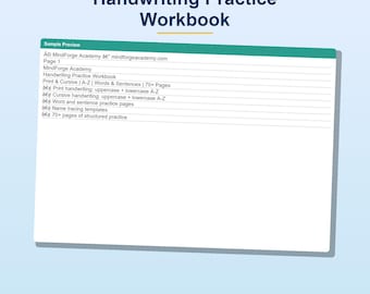 Afdrukbaar werkboek handschriftoefening | Gedrukte en cursieve A-Z-zinnen | 27 pagina's pdf-download