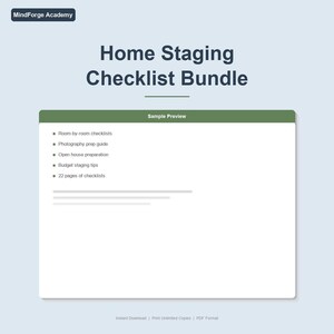 Home Staging Checklist Bundle: Room-by-Room, Photography, Open House Prep (PDF)