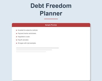 Debt Payoff Planner Printable | Snowball Avalanche Method Tracker | Debt Freedom Worksheet Bundle PDF