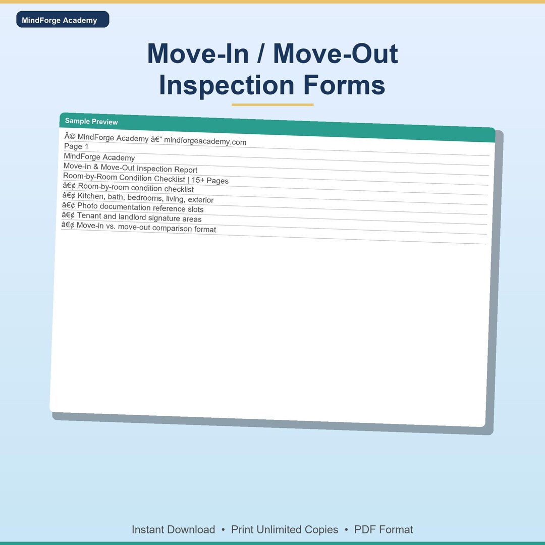 Printable Move Out Inspection Checklist Form.pdf Move in Move Out Inspection Checklist | Room Condition Report (PDF ...