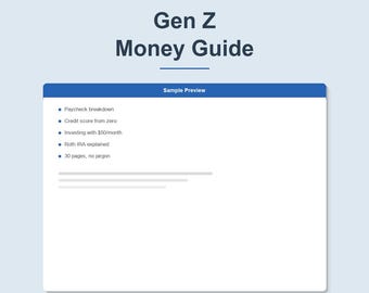Gen Z Money Guide | Budgeting, Credit Score, Investing Basics (PDF)
