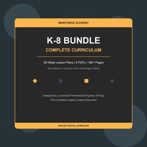 K-8 Homeschool Curriculum Bundle, 36-Week Lesson Plans (Printable PDF)