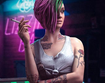 Judy Alvarez Figure – Full 17.6cm or Bust Version | Unpainted Resin 3D Print | Cyberpunk Inspired Fan Art Statue