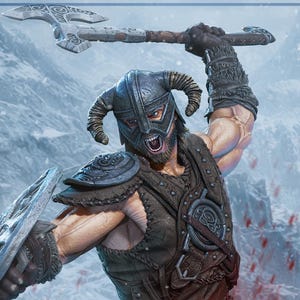 Dragonborn Inspired Warrior Statue | Unpainted Resin 3D Print | 1:10 (Split/Unsplit) + Miniature + Bust | Skyrim Style