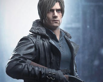 Leon Kennedy Inspired Figure | Unpainted Resin 3D Printed Statue | Full Figure 20.9cm or Bust 10.4cm | Survival Horror Collectible