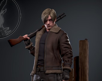 Leon Inspired Statue – 2 Outfit Versions Available | Survival Horror Fan Art | Unpainted Resin 3D Print | Gaming Collectible Figure