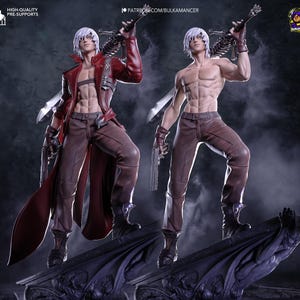 Devil May Cry 3 Dante Statue | Unpainted Resin Model Kit | 14K 3D Printed Fanart Figure image 1