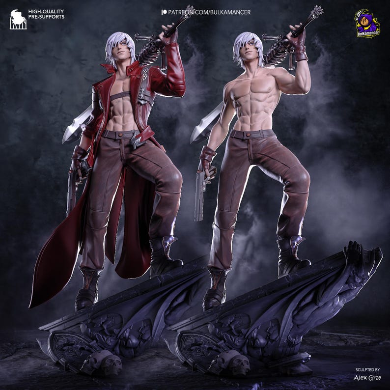 Devil May Cry 3 Dante Statue | Unpainted Resin Model Kit | 14K 3D Printed Fanart Figure image 1