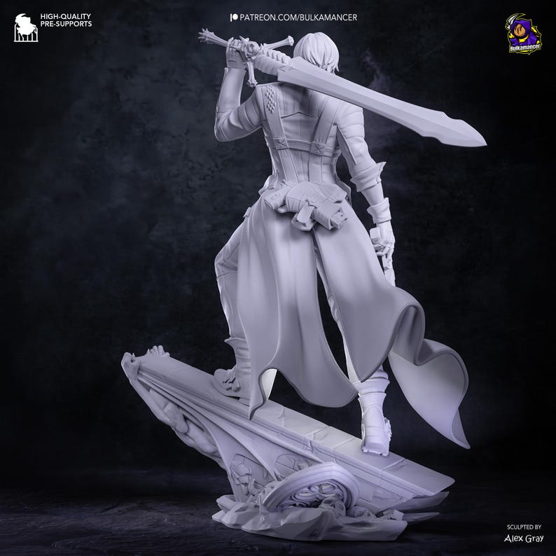 Devil May Cry 3 Dante Statue | Unpainted Resin Model Kit | 14K 3D Printed Fanart Figure image 12