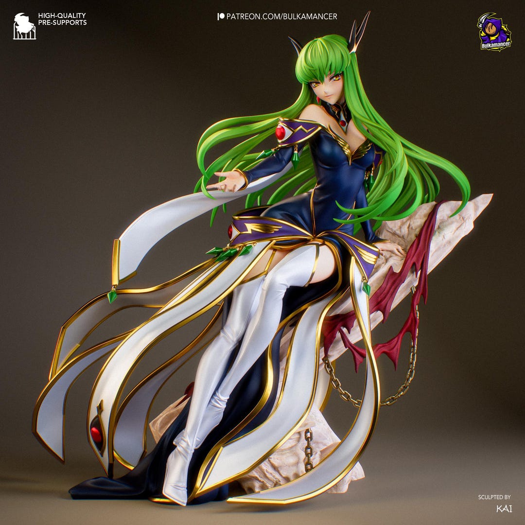 Code Geass C.C. Empress Fanart Statue | Unpainted Resin Model Kit | 14K ...