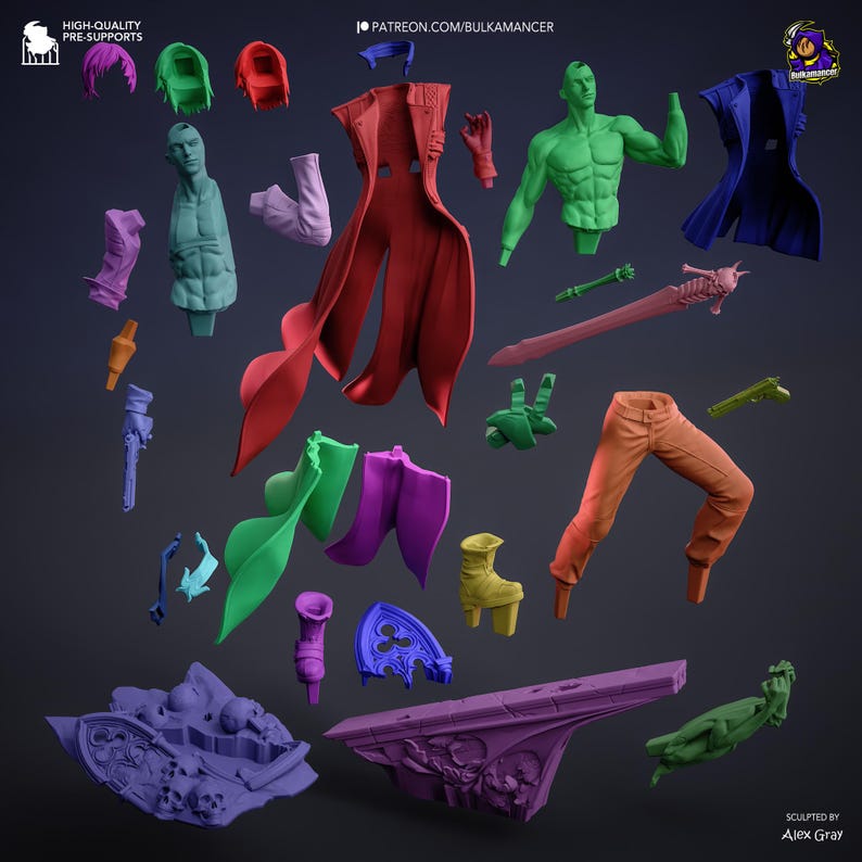 Devil May Cry 3 Dante Statue | Unpainted Resin Model Kit | 14K 3D Printed Fanart Figure image 4