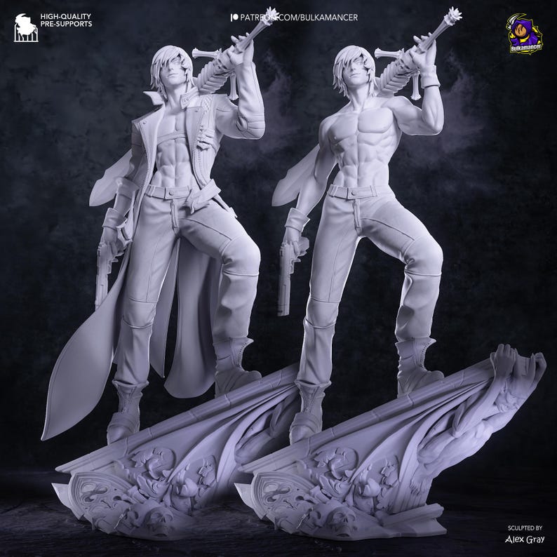 Devil May Cry 3 Dante Statue | Unpainted Resin Model Kit | 14K 3D Printed Fanart Figure image 9