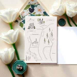 Creador de mapas de boda DIY, mapas de boda personalizados, mapas para guardar la fecha y mapas de itinerario, plantilla de invitación de mapa de boda, ilustración de mapa de boda imagen 2