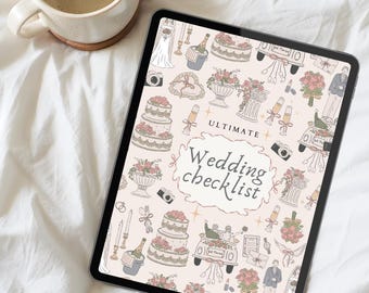 Lista de verificación imprimible para bodas, lista de verificación para la planificación de bodas, lista de verificación para la carpeta de bodas, lista de verificación para fugas, planificador de listas de verificación para microbodas