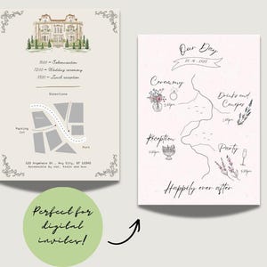 Creador de mapas de boda DIY, mapas de boda personalizados, mapas para guardar la fecha y mapas de itinerario, plantilla de invitación de mapa de boda, ilustración de mapa de boda imagen 6
