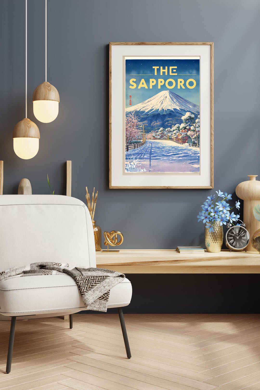 Sapporo Japan Vintage Travel Poster, Japanese Winter Landscape Wall Art ...