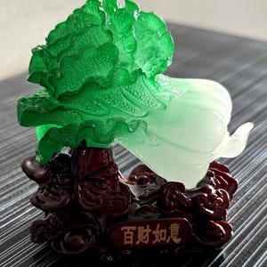 Vintage feng Shui Bai Choi/Pok Choi (The Cabbage) Statue for wealth and luck at home, draw luck into home or for gift or collection keepsake