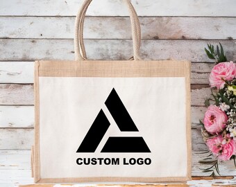 Sac fourre-tout en jute avec logo personnalisé, design personnalisé