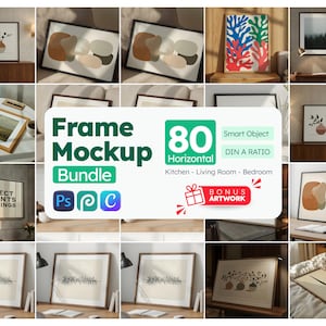 80 Horizontal Frame Mockup Bundle, Wall Art, Boho Mockup, Poster, Scandinavian Wall Art, Photo Landscape Frame Simple Mockup, (PSD & JPG)