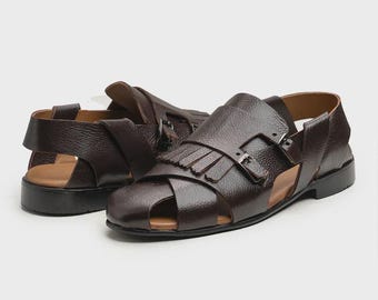 Handmade Genuine Leather Men's Sandals: Italian Artisan Footwear