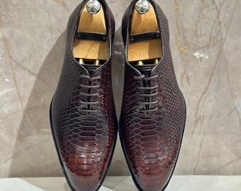 Zapatos Oxford de piel de pitón hechos a mano / Zapatos exóticos de vestir para hombre