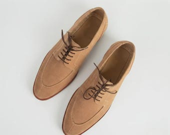 Brown Suede Oxford Shoes Men Handmade Leather Dress Shoes Classic Formal Style