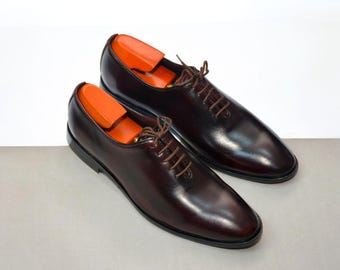 Men's Handmade Dark Brown Genuine Leather Formal Dress Shoes, Wedding Shoes for Men, Oxford Shoes, Christmas Gift For Men
