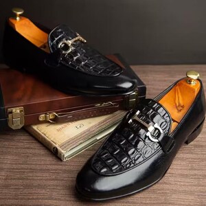 Herren Schwarz Leder Loafers - Echte Rindsleder Slip-On Formelle Schuhe