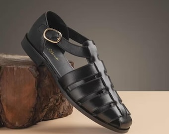 Men's Handmade Leather Fisherman Sandals: Cushioned Arch Support Geniune Leather Chappal