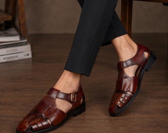 Handmade Leather Gladiator Sandals: Men's Summer Dress Shoes